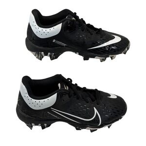 Nike Hyperdiamond 4 Keystone Cleats Sz 2.5Y Black White Molded Softball Baseball